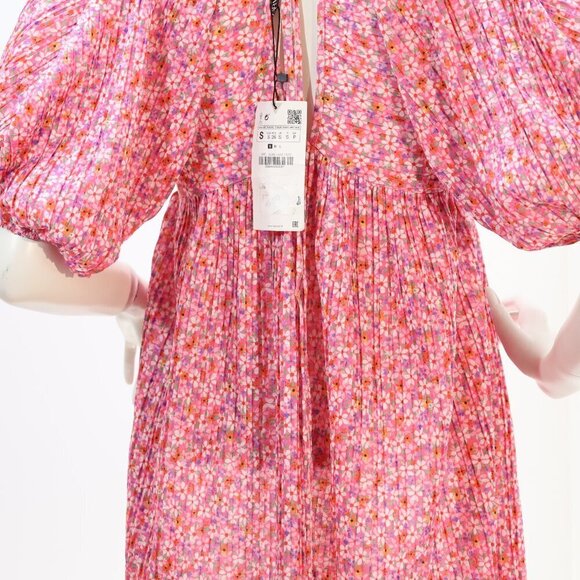 Zara Printed Pleated Dress Size S NEW WITH TAG! - Picture 5 of 5